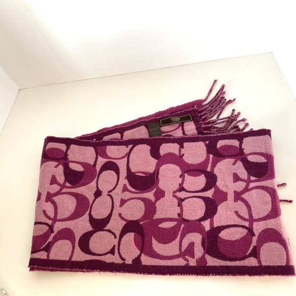Coach Women' Coach Optic C Scarf Scarves & wraps 100% merion wool purple - Picture 11 of 11